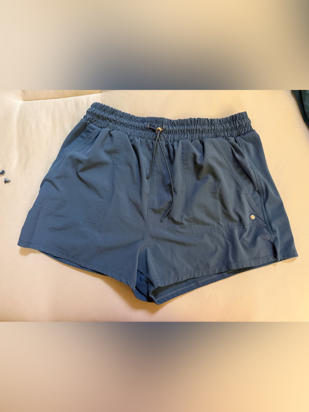 BearPaw Women's Blue Elastic Waist Drawstring Shorts